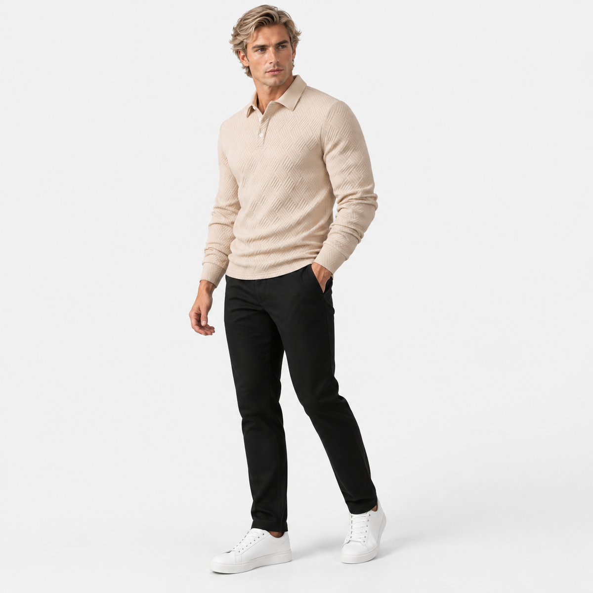 Montviro | Men's Knit Sweatshirt Lapel Collar Button Casual Winter Top