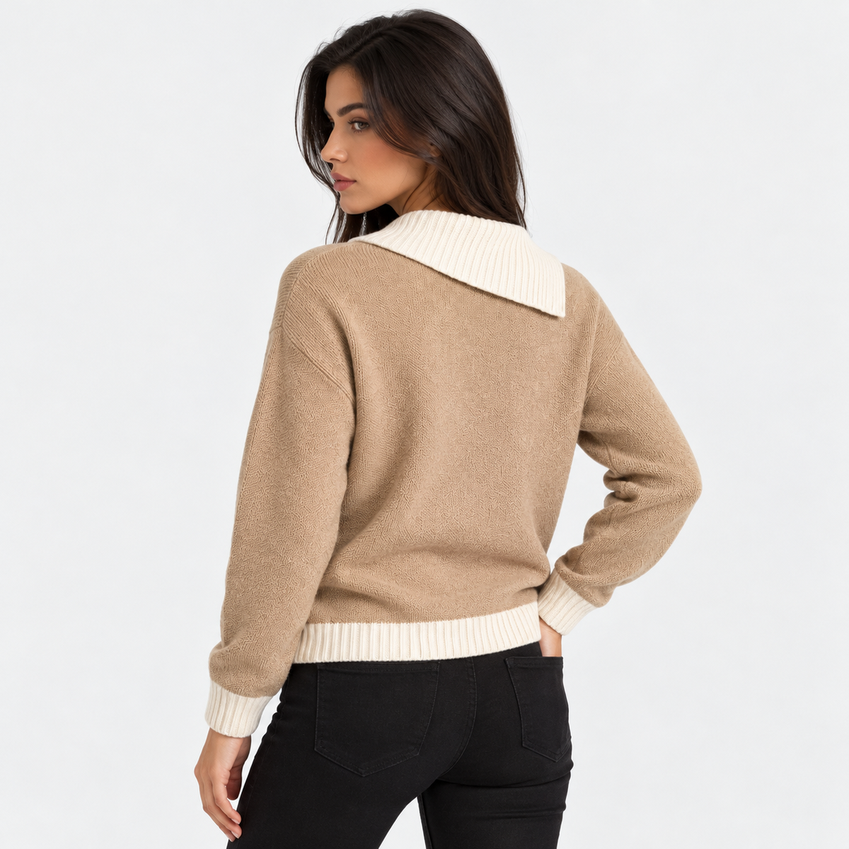 Montviro | Women's Asymmetric Neck Knit Sweater with Side Buttons