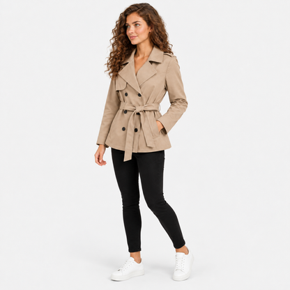 Montviro | Women’s Trench Coat Belted Waist Lapel Outerwear