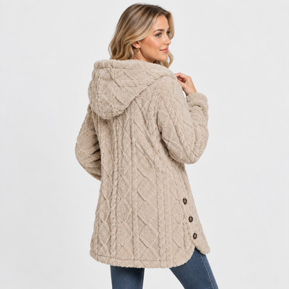 Montviro | Women's Argyle Hooded Cardigan Coat - Long Loose Fit