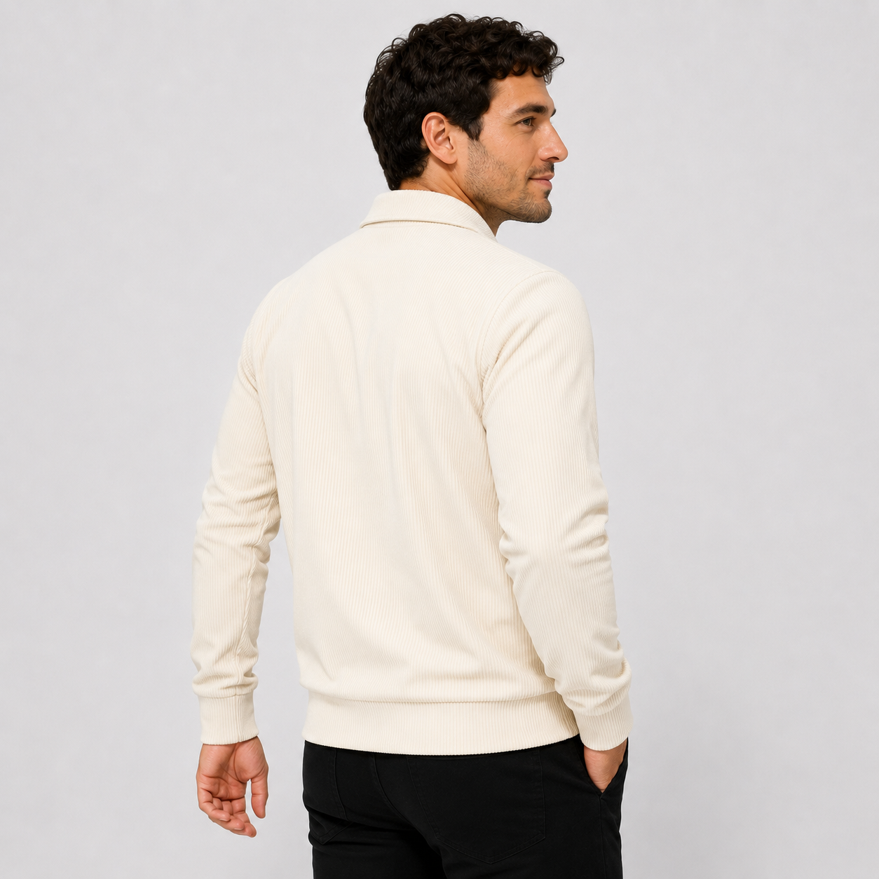 Montviro | Men's Casual Jacket - Corduroy Style Zip Front Lapel Collar
