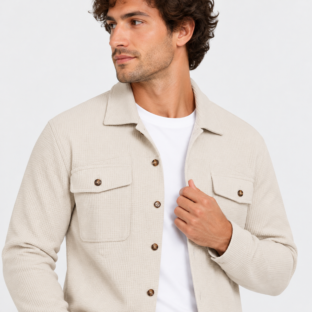 Montviro | Men's Waffle Knit Cardigan Set Button Shirt Pants Casual Outfit