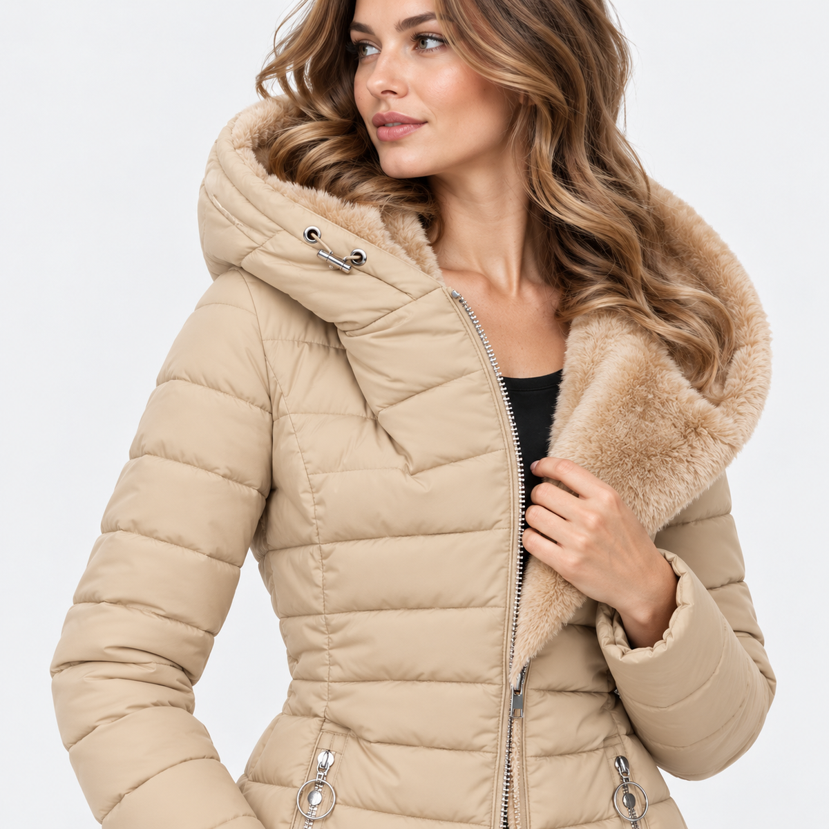 Montviro | Women's Long Hooded Winter Jacket with Fleece Lining