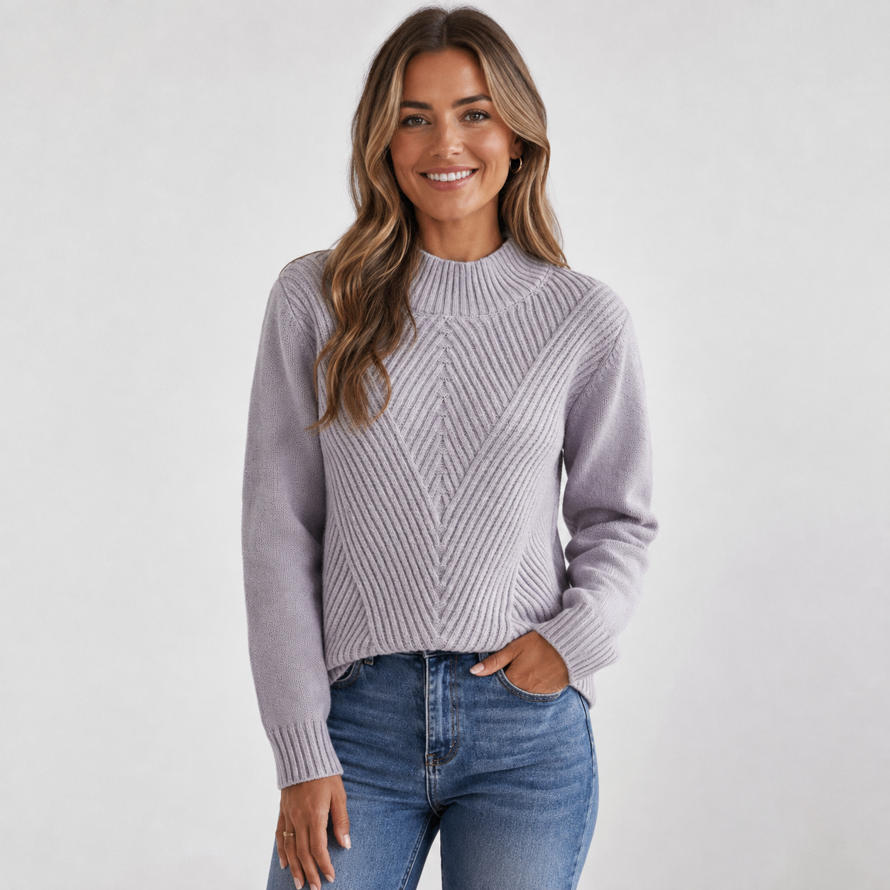 Montviro | Women's Stand Collar Sweater - Rib-Knit Fall Winter Pullover