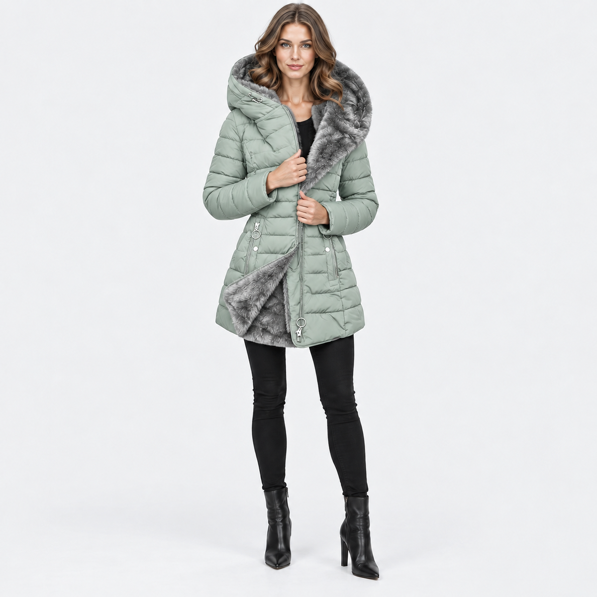 Montviro | Women's Long Hooded Winter Jacket with Fleece Lining