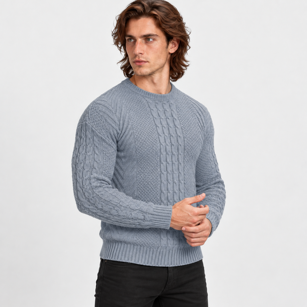 Montviro | Men's Knit Sweater Crew Neck Soft Pullover Fall Winter Top