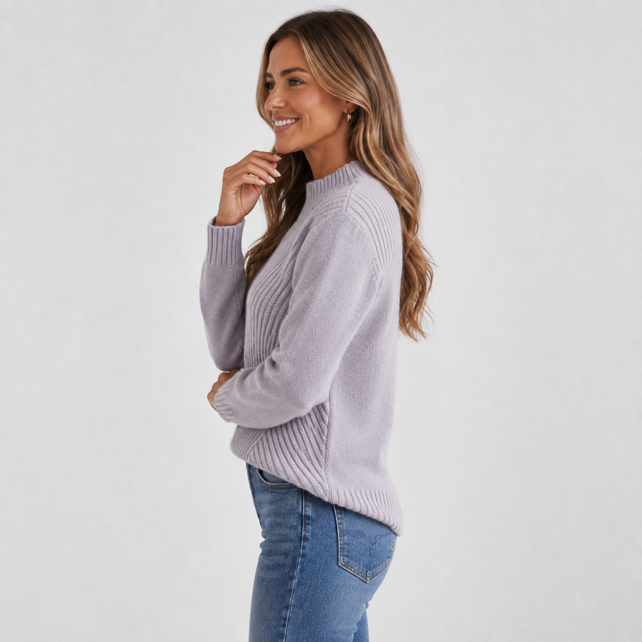 Montviro | Women's Stand Collar Sweater - Rib-Knit Fall Winter Pullover