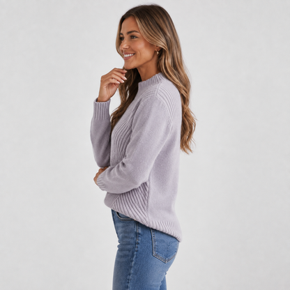 Montviro | Women's Stand Collar Sweater - Rib-Knit Fall Winter Pullover