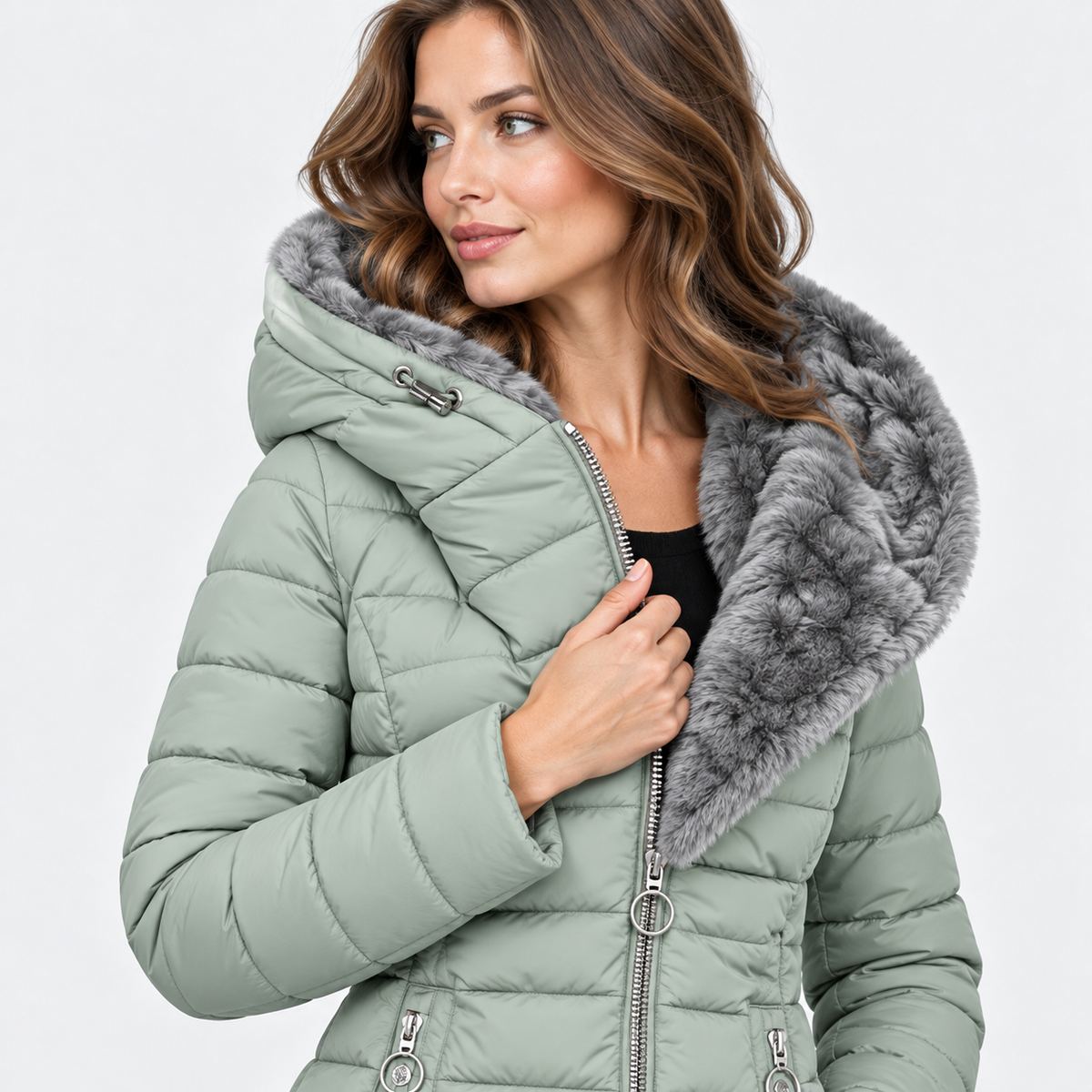 Montviro | Women's Long Hooded Winter Jacket with Fleece Lining