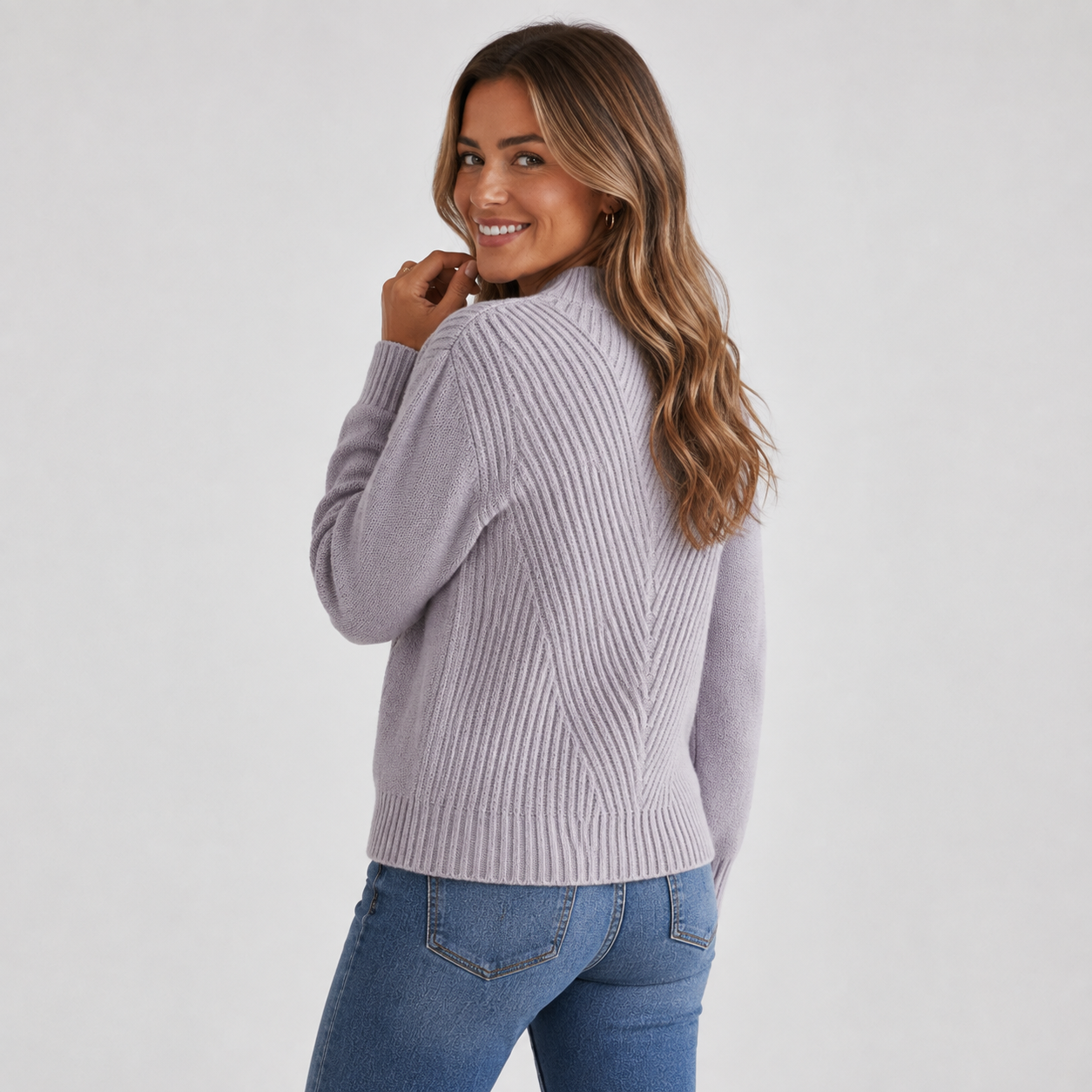 Montviro | Women's Stand Collar Sweater - Rib-Knit Fall Winter Pullover