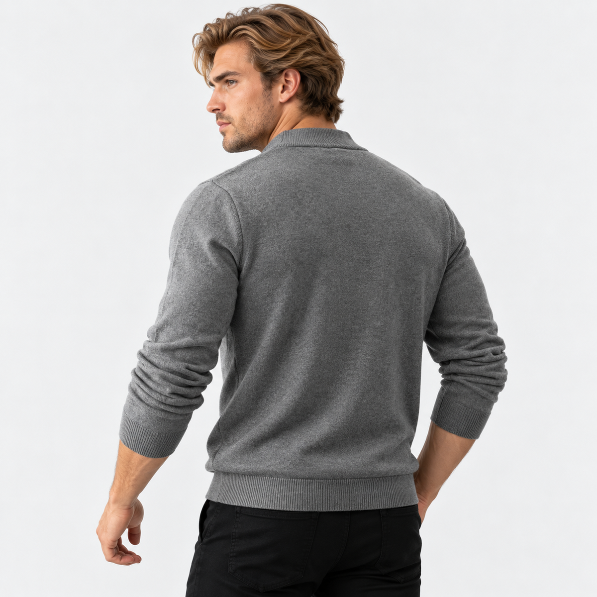 Montviro | Men's Knit Cardigan Sweater with Stand Collar and Full Zip