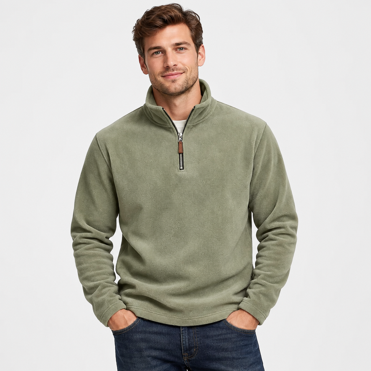 Montviro | Men's Half-Zip Pullover - Solid Color Sweatshirt