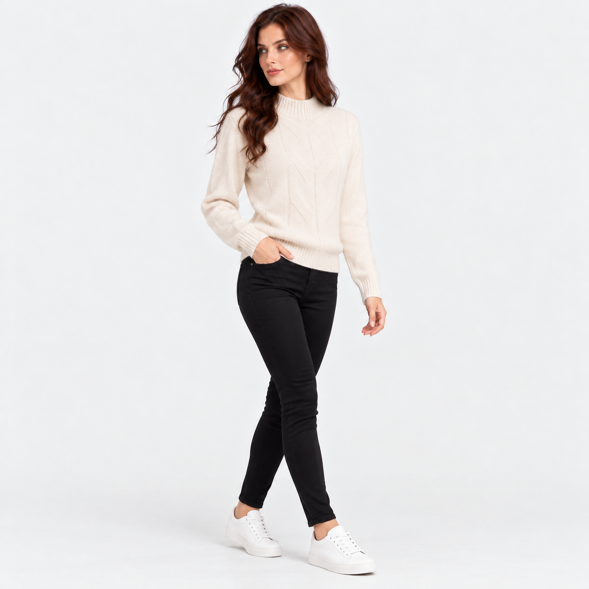 Montviro | Women's Viscose Blend Knit Sweater with High Neck