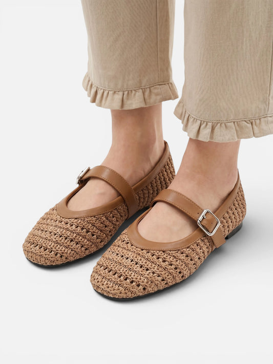 Montviro | Women’s Woven Mary Jane Hollow-Out Flats – Breathable Summer Elegance