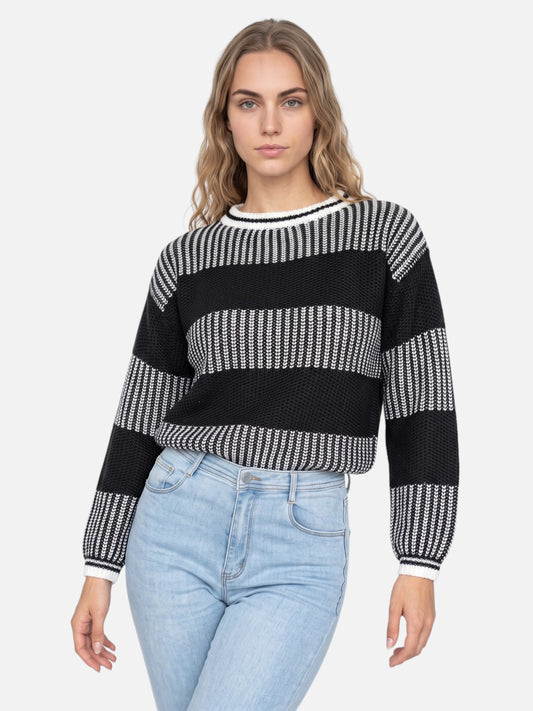 Montviro | Women’s Striped Knitted Pullover – Casual Winter Style