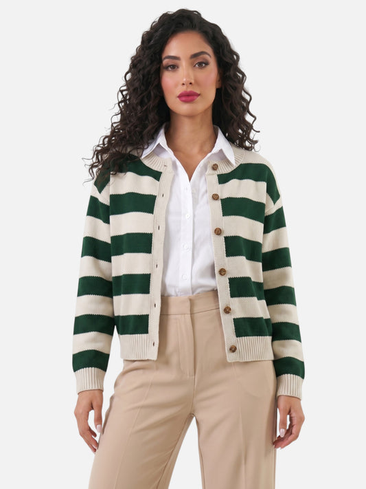 Montviro | Women’s Striped Button Knit Cardigan