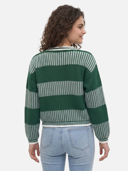 Montviro | Women’s Striped Knitted Pullover – Casual Winter Style