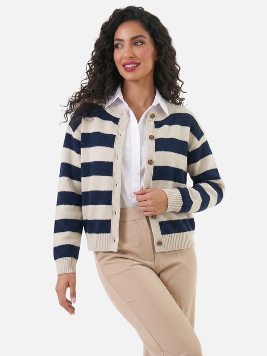 Montviro | Women’s Striped Button Knit Cardigan
