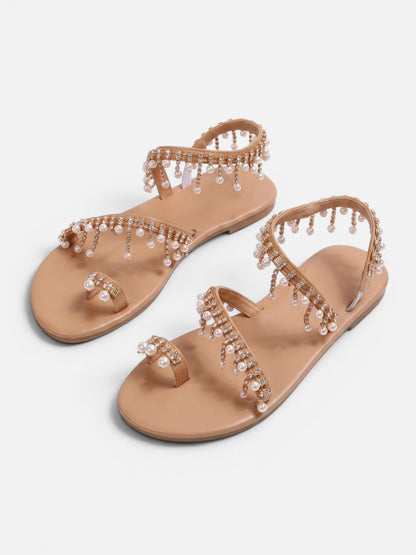 Montviro | Women’s Pearl Ankle Strap Sandals – Summer Elegance