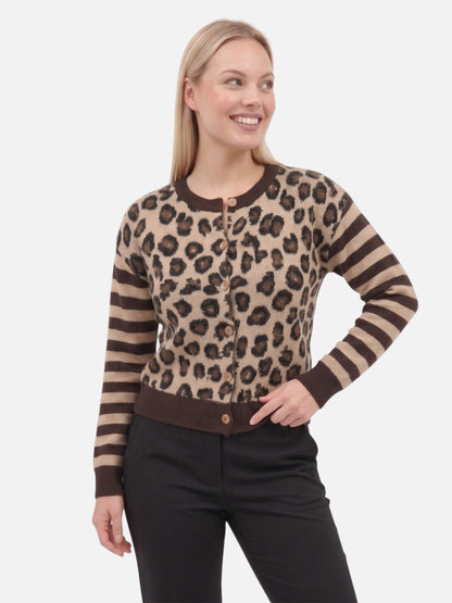 Montviro | Women’s Vintage Leopard Contrast Cardigan