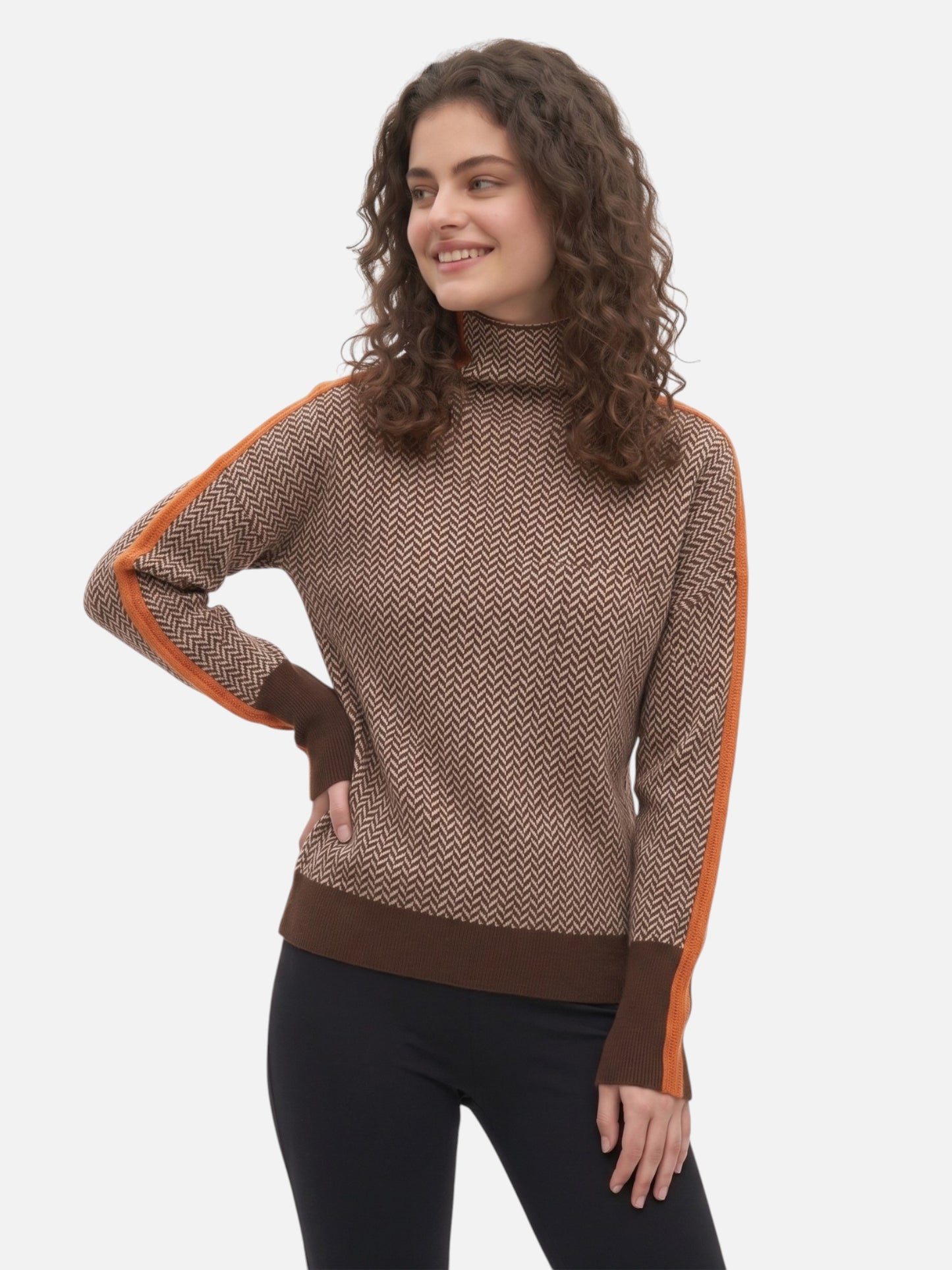 Montviro | Women’s High Neck Colour Block Knit Pullover