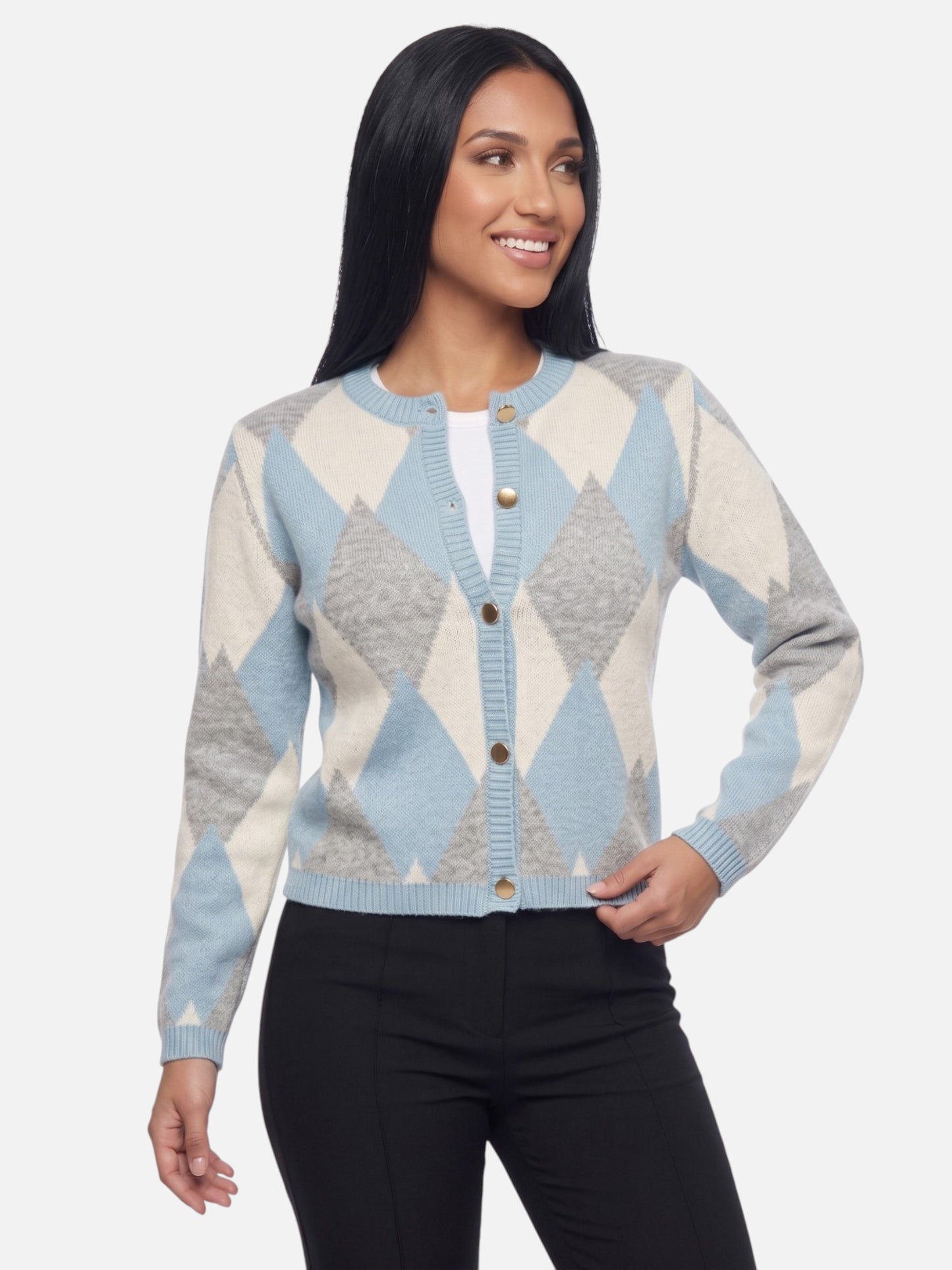Montviro | Women’s Elegant Diamond Pattern Cardigan