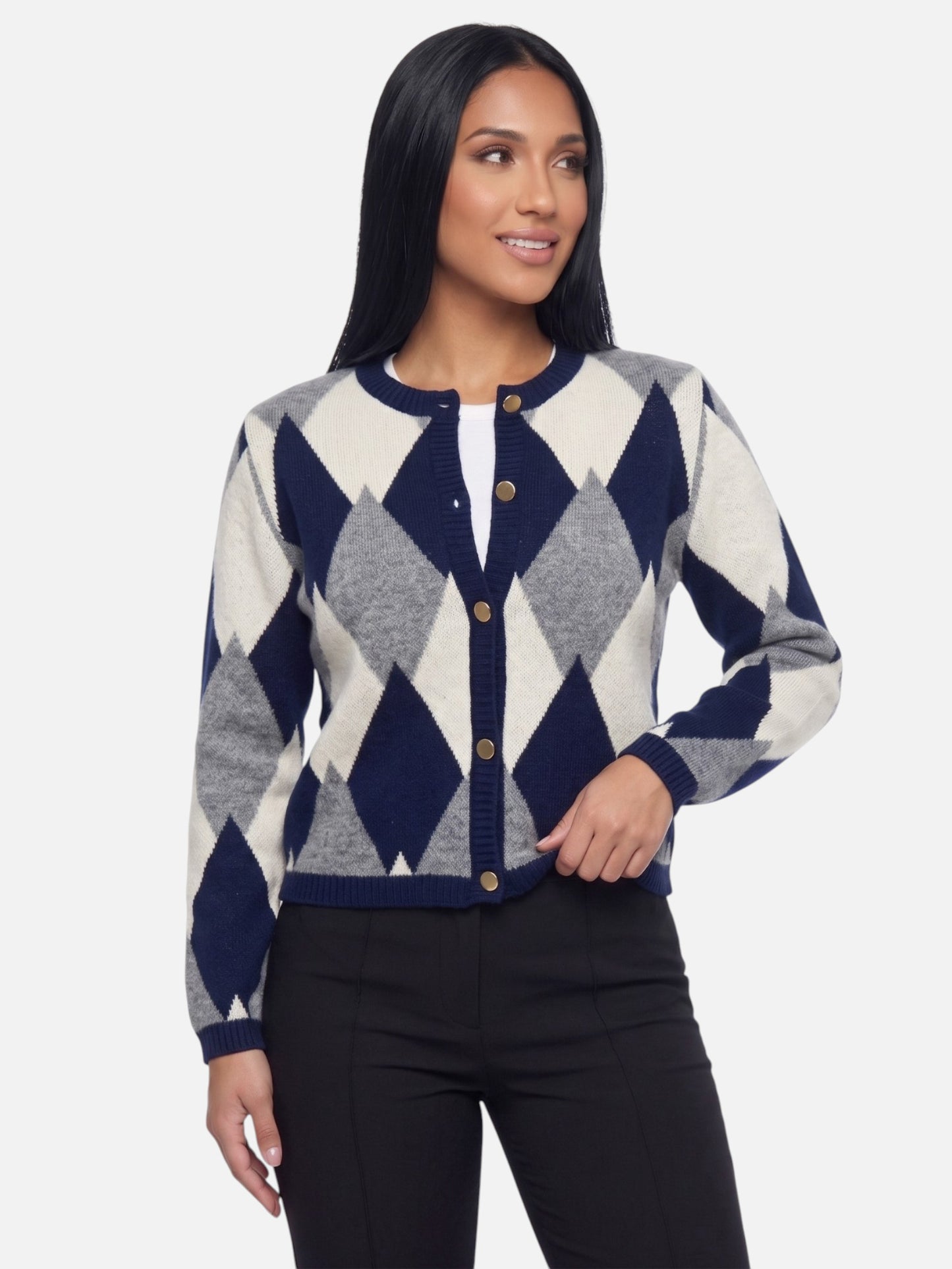 Montviro | Women’s Elegant Diamond Pattern Cardigan