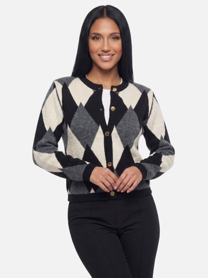 Montviro | Women’s Elegant Diamond Pattern Cardigan