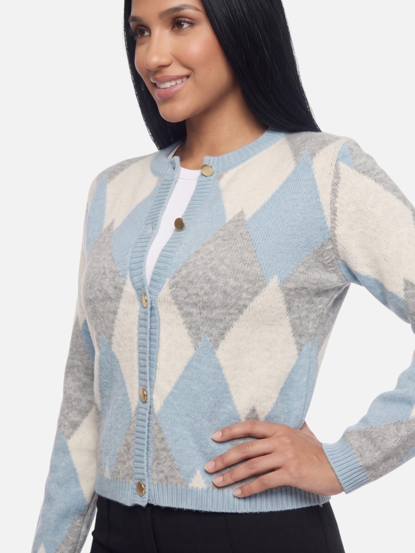 Montviro | Women’s Elegant Diamond Pattern Cardigan