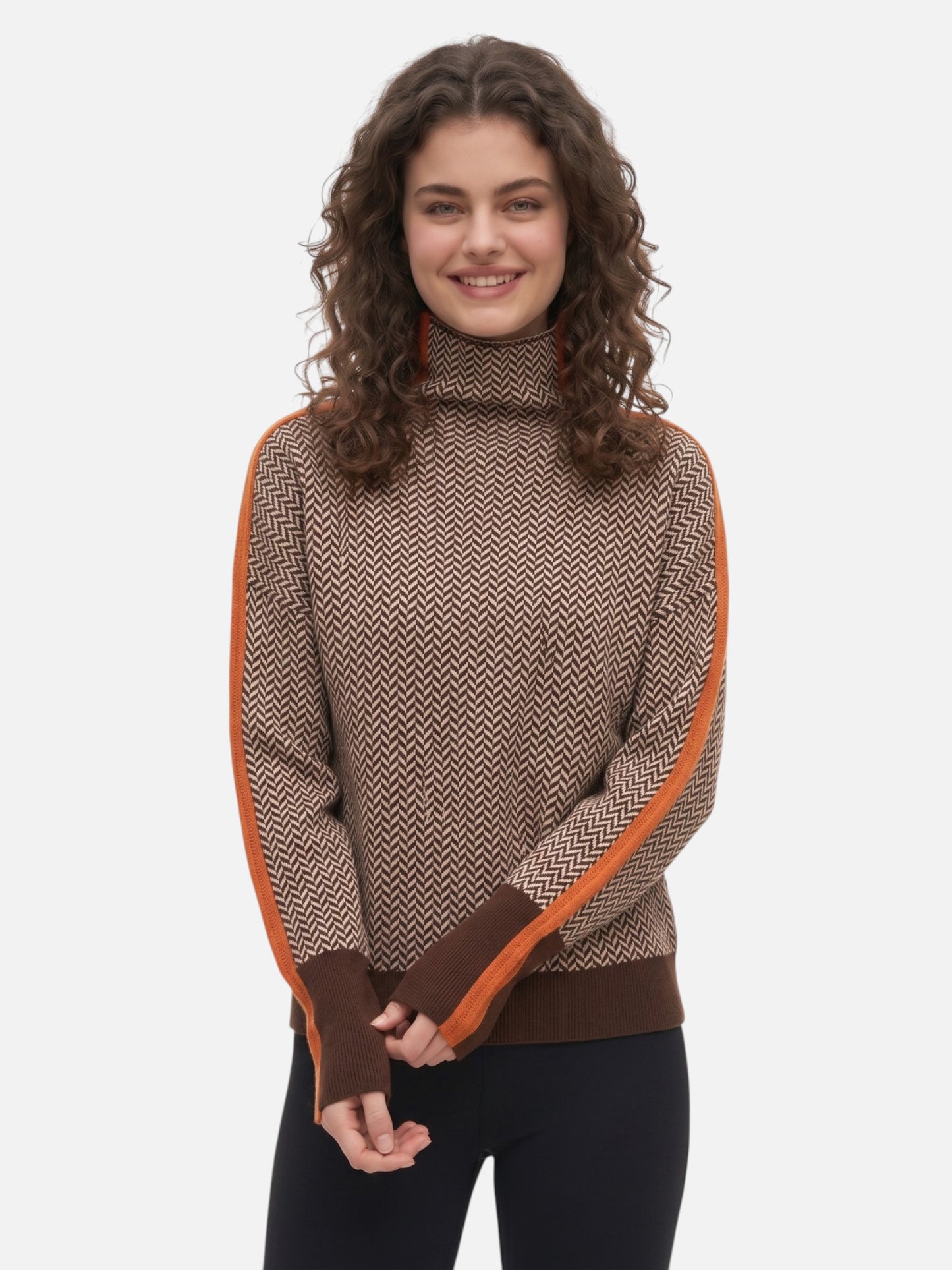 Montviro | Women’s High Neck Colour Block Knit Pullover