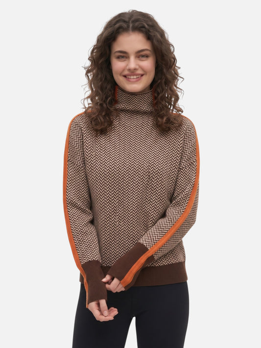 Montviro | Women’s High Neck Colour Block Knit Pullover