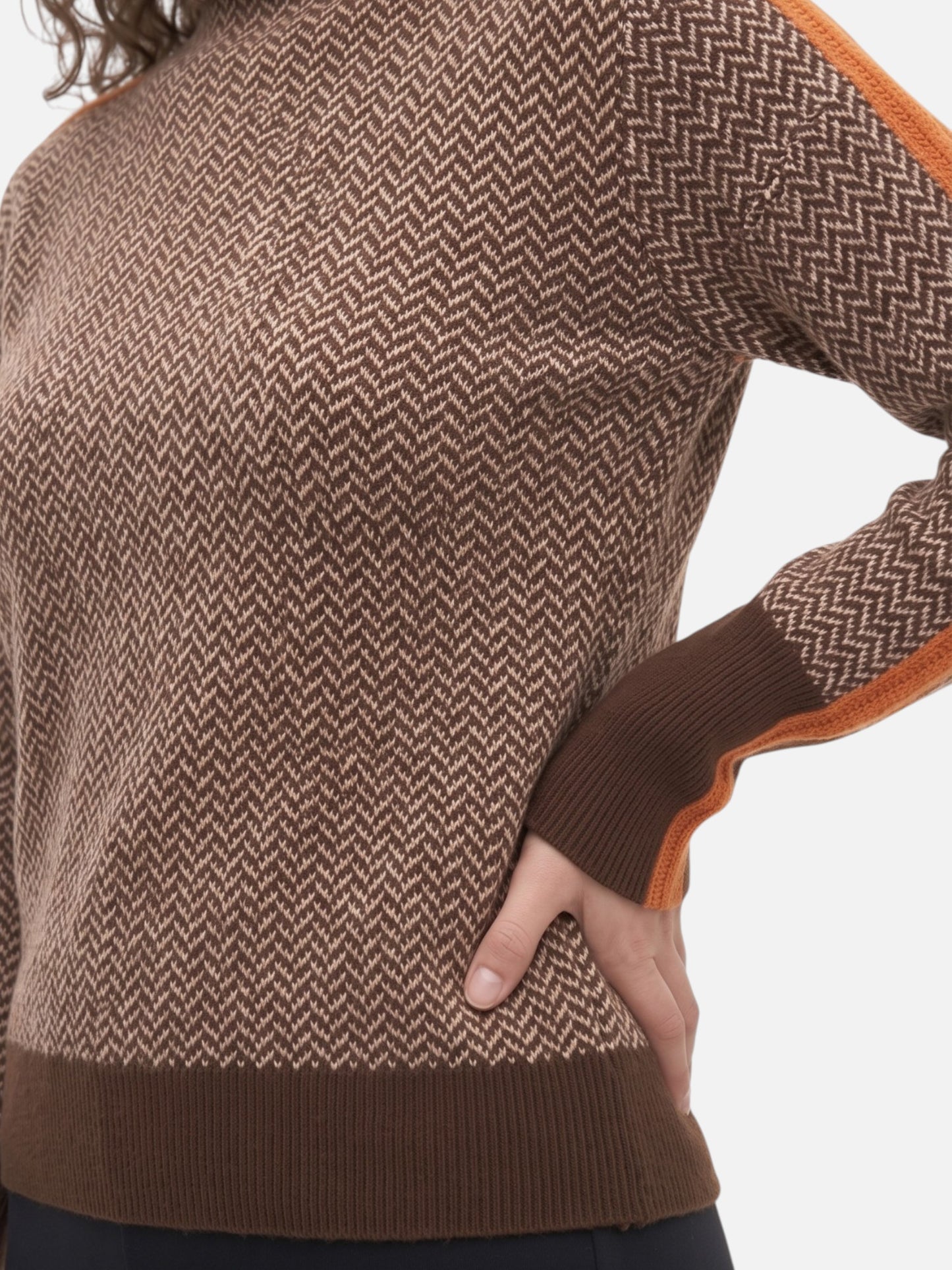 Montviro | Women’s High Neck Colour Block Knit Pullover