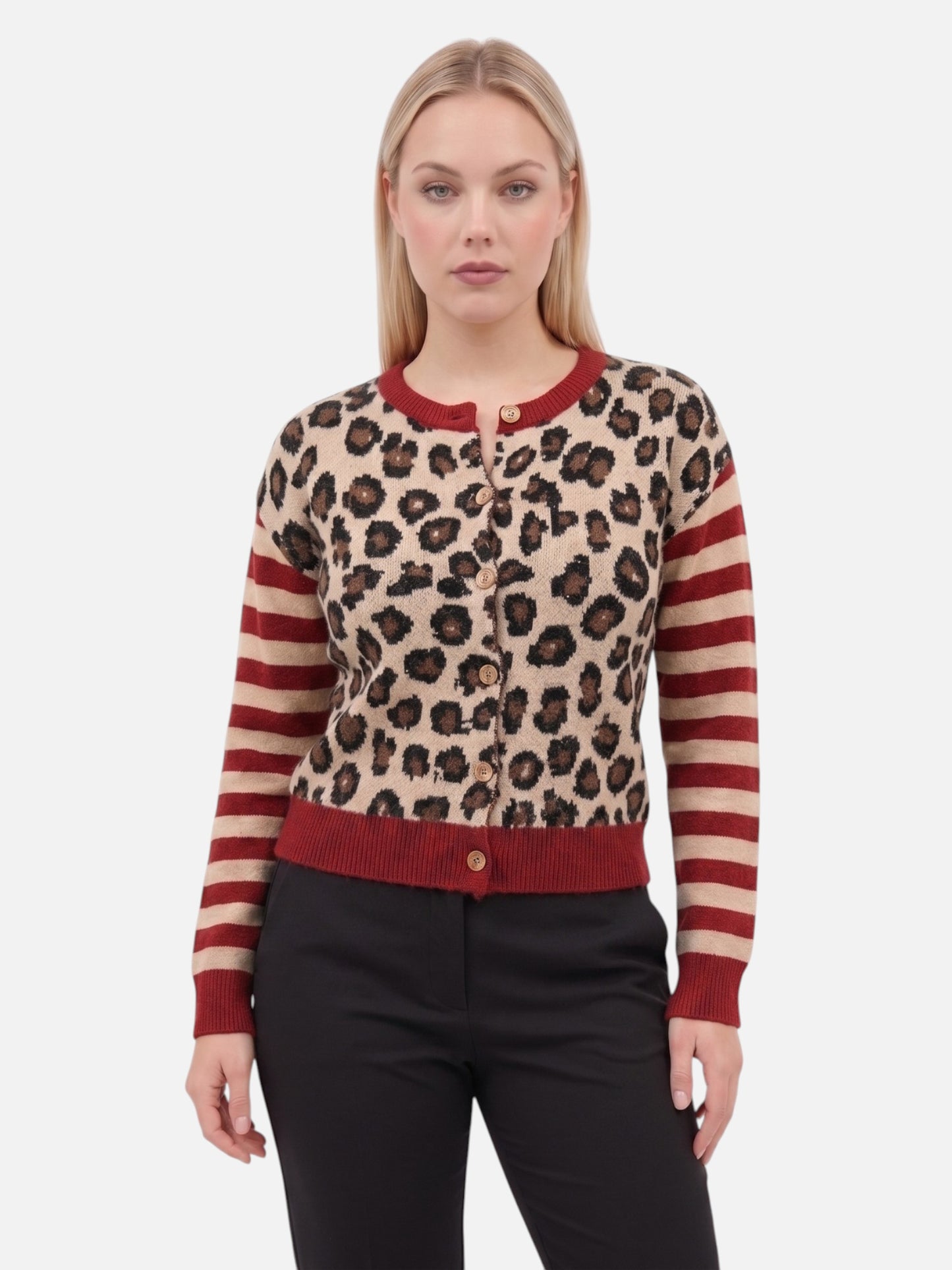 Montviro | Women’s Vintage Leopard Contrast Cardigan