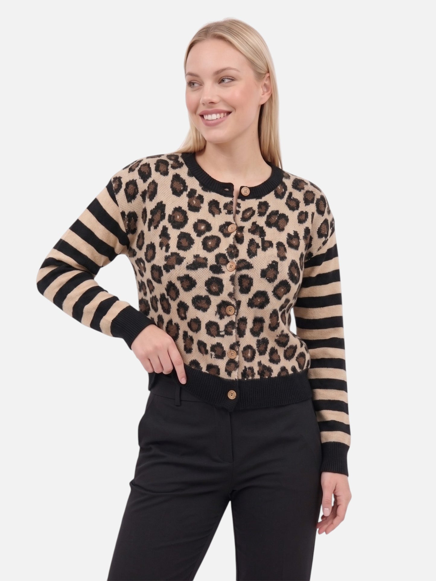 Montviro | Women’s Vintage Leopard Contrast Cardigan