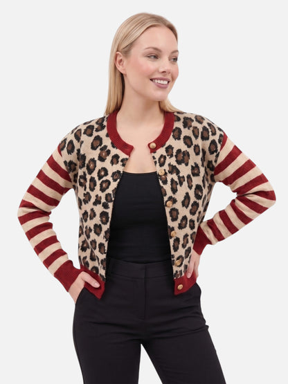 Montviro | Women’s Vintage Leopard Contrast Cardigan