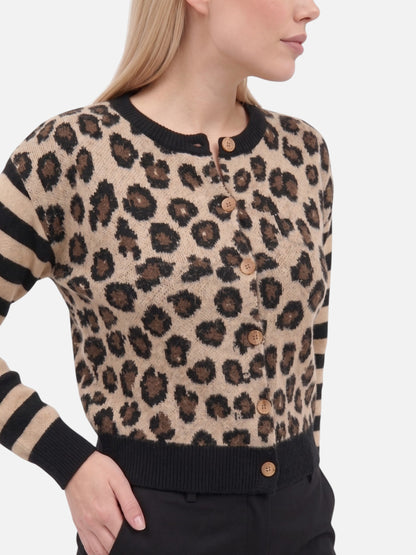 Montviro | Women’s Vintage Leopard Contrast Cardigan