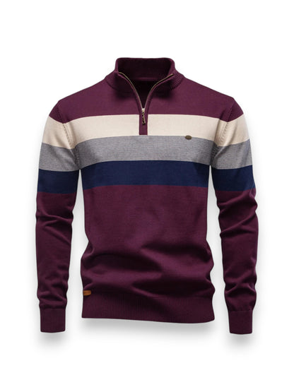 Montviro | Men's Cotton Blend Patchwork Zip Neck Jumper