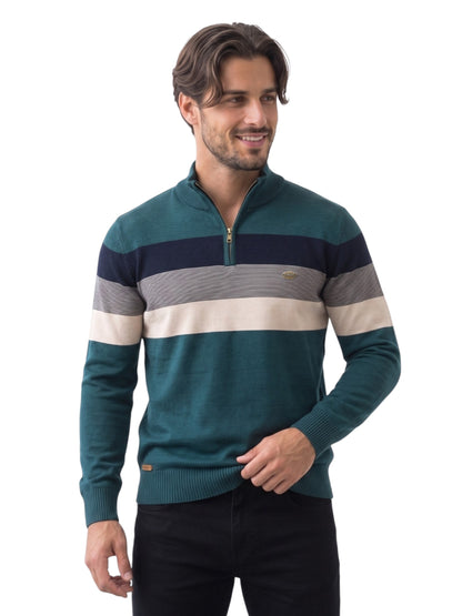 Montviro | Men's Cotton Blend Patchwork Zip Neck Jumper