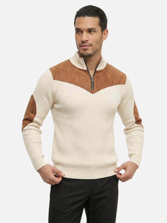 Montviro | Men's Half-Zip Ribbed Jumper – Vintage Style