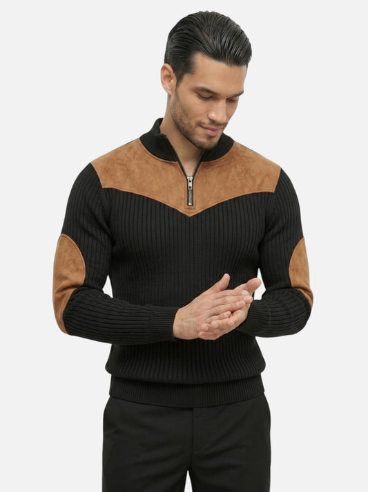 Montviro | Men's Half-Zip Ribbed Jumper – Vintage Style