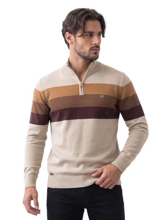 Montviro | Men's Cotton Blend Patchwork Zip Neck Jumper