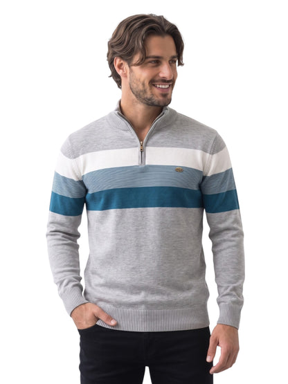 Montviro | Men's Cotton Blend Patchwork Zip Neck Jumper