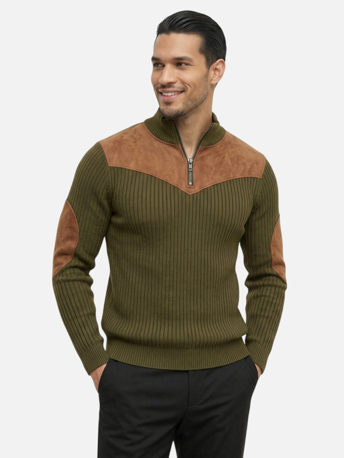 Montviro | Men's Half-Zip Ribbed Jumper – Vintage Style