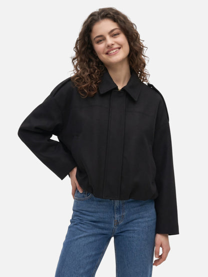 Montviro | Women’s Suede Feel Bomber Jacket – Vintage Casual Style