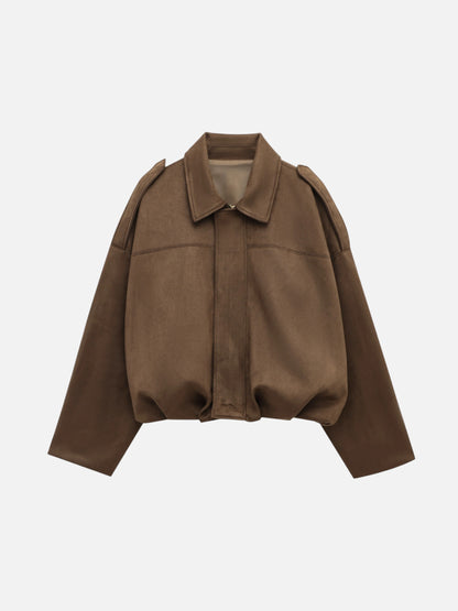 Montviro | Women’s Suede Feel Bomber Jacket – Vintage Casual Style