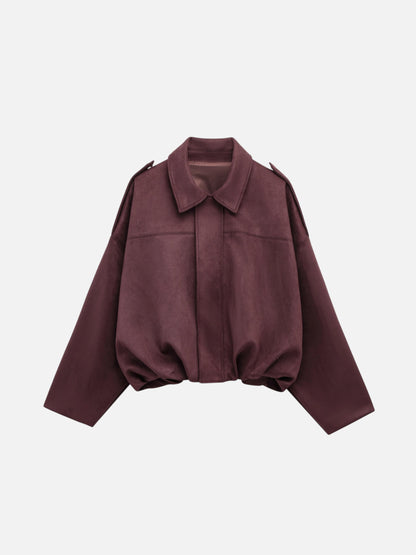 Montviro | Women’s Suede Feel Bomber Jacket – Vintage Casual Style