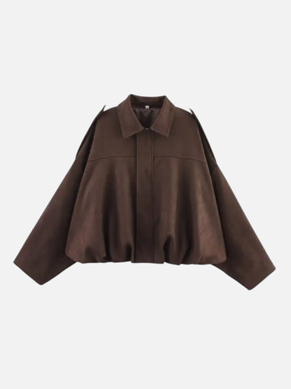 Montviro | Women’s Suede Feel Bomber Jacket – Vintage Casual Style