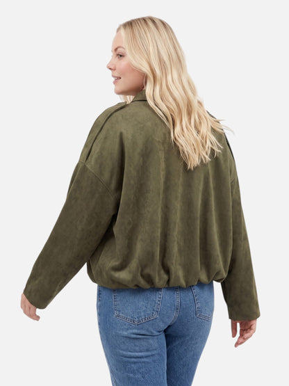 Montviro | Women’s Suede Feel Bomber Jacket – Vintage Casual Style