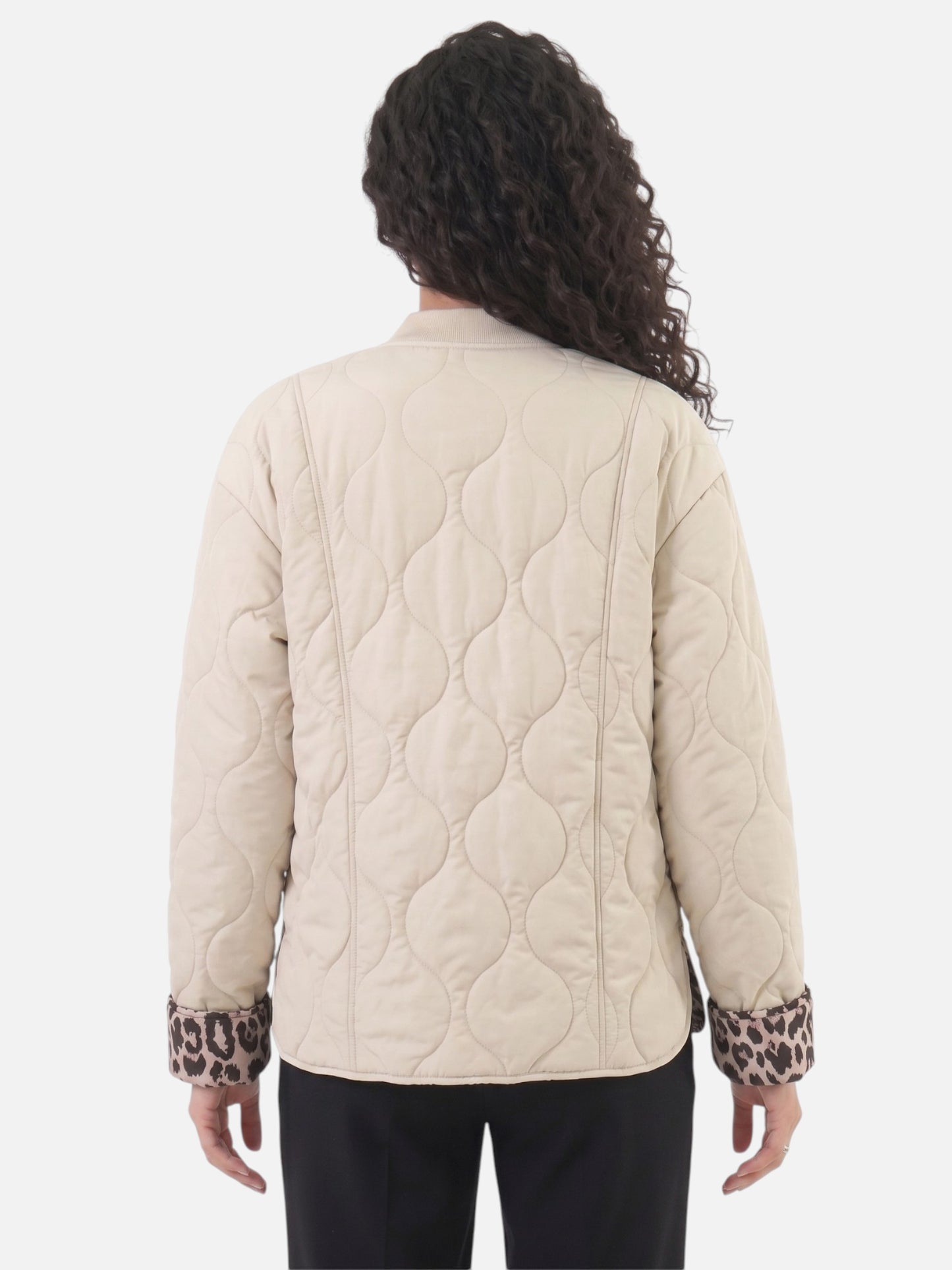 Montviro | Women’s Leopard Trim Jacket – Elegant Autumn Style