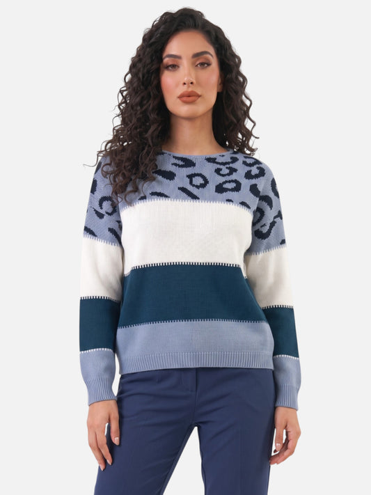 Montviro | Women’s Leopard Print Boat Neck Sweater – Casual Chic Style